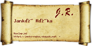 Jankó Réka névjegykártya